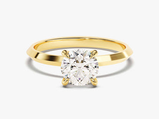 1.00CT round moissanite diamond solitaire engagement ring in white gold with brilliant sparkle