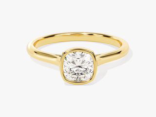 1.00 carat Cushion-cut Moissanite engagement ring with a smooth, protective bezel setting.