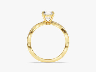 1.0CT Round Moissanite Solitaire with Twisted Pave Accents
