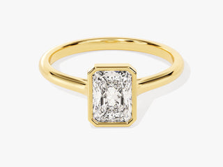 1.0CT radiant-cut moissanite diamond solitaire bezel engagement ring in white gold