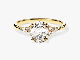 1.50CT Oval Moissanite & Diamond Cluster Engagement Ring in 