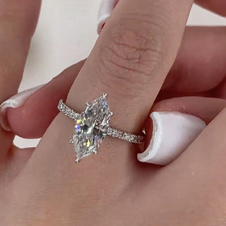 3.00CT Marquise Cut Diamond Hidden Halo Pave Engagement Ring