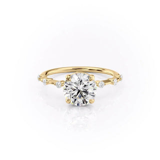 2.50CT Round Cut Diamond Distance Pave Engagement Ring