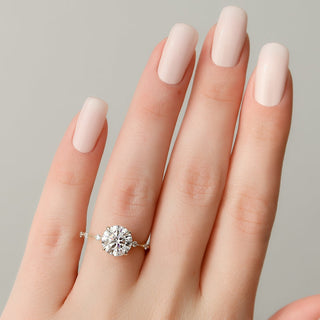 2.50CT Round Cut Diamond Distance Pave Engagement Ring