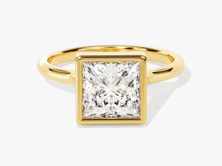2.00 carat Princess-cut Moissanite engagement ring with a secure, modern bezel setting.