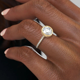 2.00CT Round Cut Diamond  Bezel Unique Engagement Ring