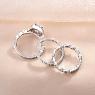 4.00CT Oval Cut Diamond Halo Antique Pave Engagement Ring Set