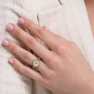 2.00CT Round Cut Diamond Halo Unique Engagement Ring