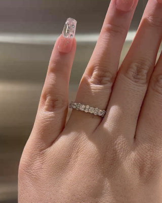 Round Moissanite Diamond Full Eternity Wedding Band