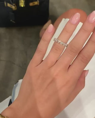Heart Shape Moissanite Diamond Full Eternity Wedding Band