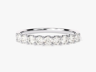 Round Moissanite Diamond Half Eternity Wedding Band