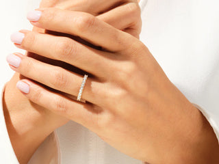 Round Moissanite Diamond Half Eternity Wedding Band