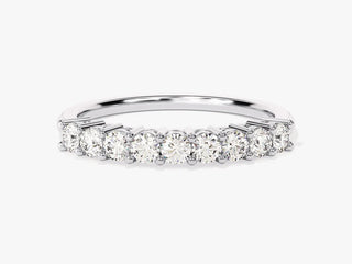 Round Moissanite Diamond Half Eternity Wedding Band