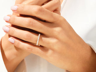 Round Moissanite Diamond Half Eternity Wedding Band