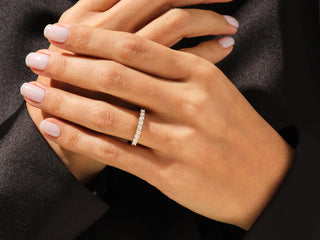 Round Moissanite Diamond Half Eternity Wedding Band