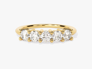 Round Moissanite Diamond Five Stone Wedding Band
