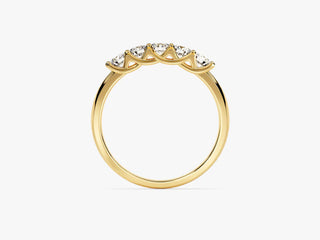 Round Moissanite Diamond Five stone Wedding Band