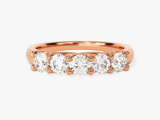 Round Moissanite Diamond Five Stone Wedding Band