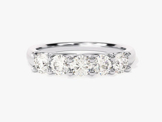 Round Moissanite Diamond Five Stone Wedding Band