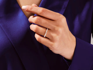 Round Moissanite Diamond Half Eternity Wedding Band