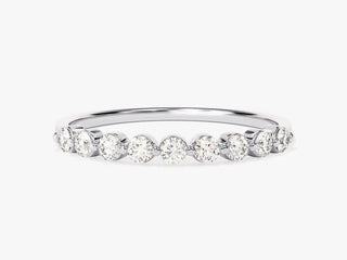 Round Moissanite Diamond Half Eternity Wedding Band