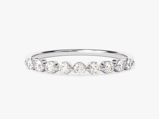 Round Moissanite Diamond Half Eternity Wedding Band