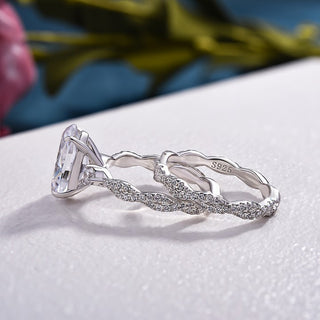 6.00CT Elongated Oval Cut Diamond Infinity Engagement Ring Set