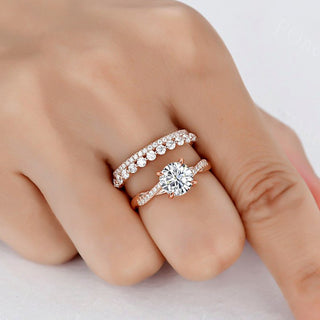 3.00CT Round Cut Diamond Infinity Engagement Ring Set