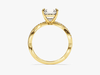 Elegant Asscher Moissanite ring featuring a twisted pave band for modern brides