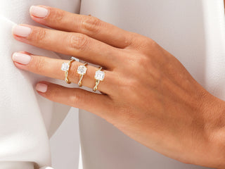 Dazzling 1.0 CT Asscher Moissanite Ring with Twisted Pave Diamond Band for Maximum Brilliance