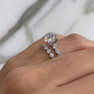 2.0CT Round Moissanite Diamond Pave Bridal Engagement Ring Set
