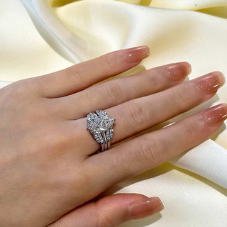 3.5CT Pear Moissanite Diamond Unique Bridal Engagement Ring Set