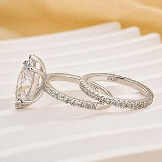 4.0CT Marquise Moissanite Diamond Pave Bridal Engagement Ring Set