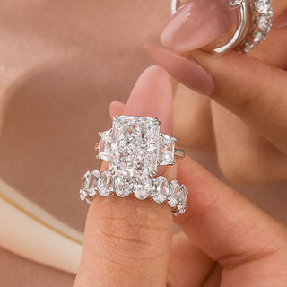 8.0CT Radiant Moissanite Diamond Three Stone Bridal Engagement Ring