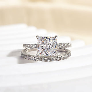 2.0CT Princess Moissanite Diamond Pave Engagement Ring