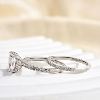 2.0CT Princess Moissanite Diamond Pave Engagement Ring