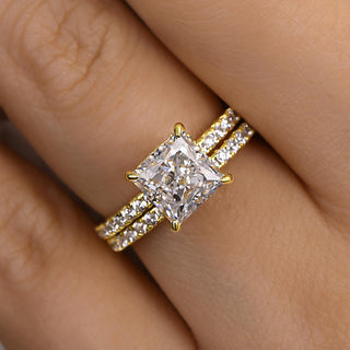 2.0CT Princess Moissanite Diamond Pave Engagement Ring