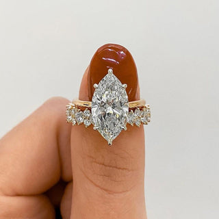 3.0CT Marquise Moissanite Diamond Antique Bridal Engagement Ring Set