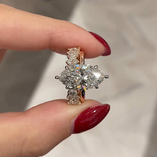 3.0CT Marquise Moissanite Diamond Antique Bridal Engagement Ring Set