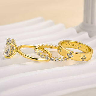 3.5CT Oval Moissanite Diamond Antique Bridal Engagement Ring Set