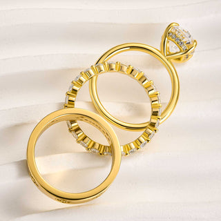 3.5CT Oval Moissanite Diamond Antique Bridal Engagement Ring Set