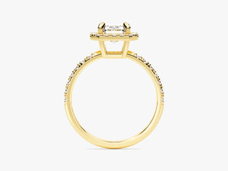 Brilliant Emerald Moissanite Halo Diamond Engagement Ring