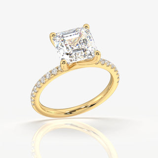 3.00CT Asscher Cut Diamond Pave Engagement Ring