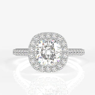3.00CT Cushion Cut Diamond Halo Pave Engagement Ring