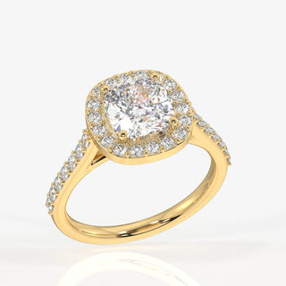 3.00CT Cushion Cut Diamond Halo Pave Engagement Ring