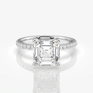 3.00CT Asscher Cut Diamond Pave Engagement Ring