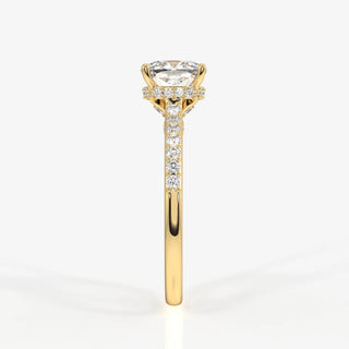 4.00CT Cushion Cut Diamond Hidden Halo Pave Engagement Ring