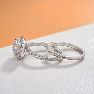 3.00CT Round Cut Diamond Hidden Halo Pave Engagement Ring Set
