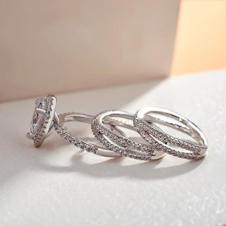 3.00CT Pear Cut Diamond Halo Pave Infinity  Engagement Ring Set