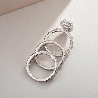 3.00CT Pear Cut Diamond Halo Pave Infinity  Engagement Ring Set